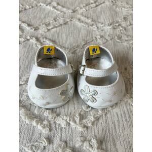 Build A Bear Workshop BABW White Shoes Flower Flats Strap Slippers BearyJane